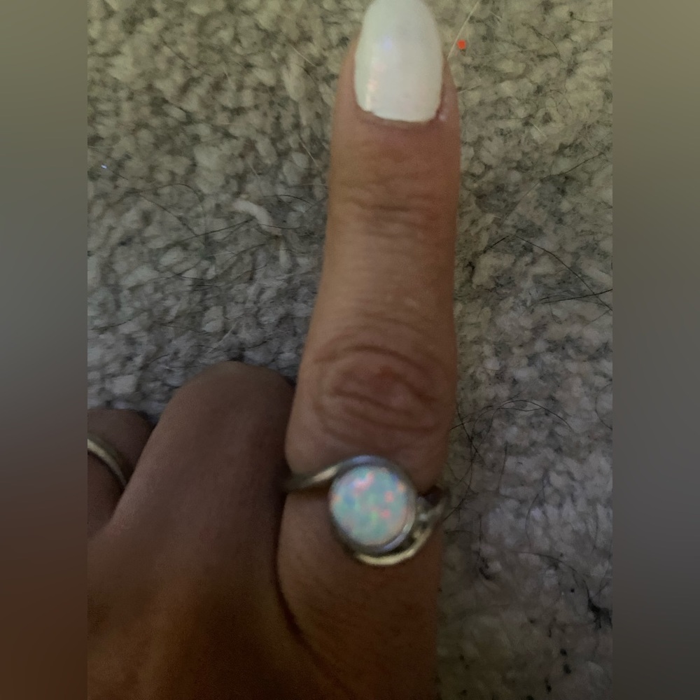 White Opal Ring- Size 7